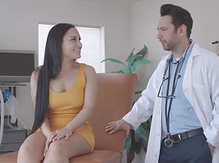 Smooth pussy perversions after letting her physician undress her and lick that pussy