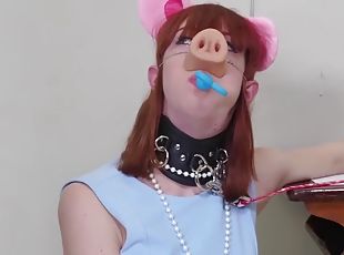 Degraded BDSM pig slave eats her doms ass