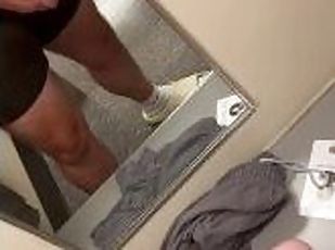 POV DOUBLE VIEW  PUBLIC JERKING OFF IN THE DRESSING ROOM  FTM