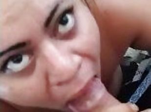 Hits the glass dick then swallows my cock smoke still coming out