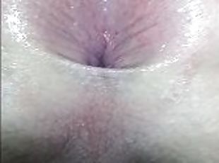 Pulling anal beads out of my ass and spreading my white asshole