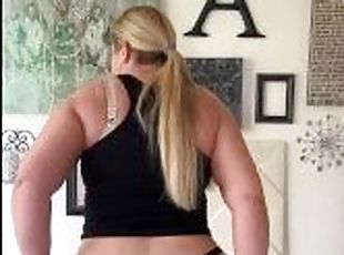 Curvy Thick Blonde Trying on Leggings Haul