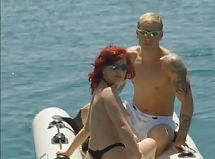 Redhead on a boat
