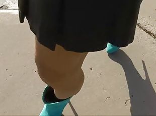 Mature milf fucking in short skirt showing her legs